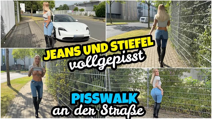 Lara-CumKitten - Jeans und Stiefel vollgepisst